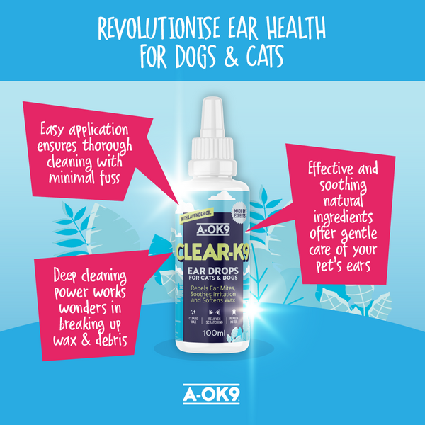 Clear-K9 Ear Drops Ear Drops for Dogs Cats A-OK9