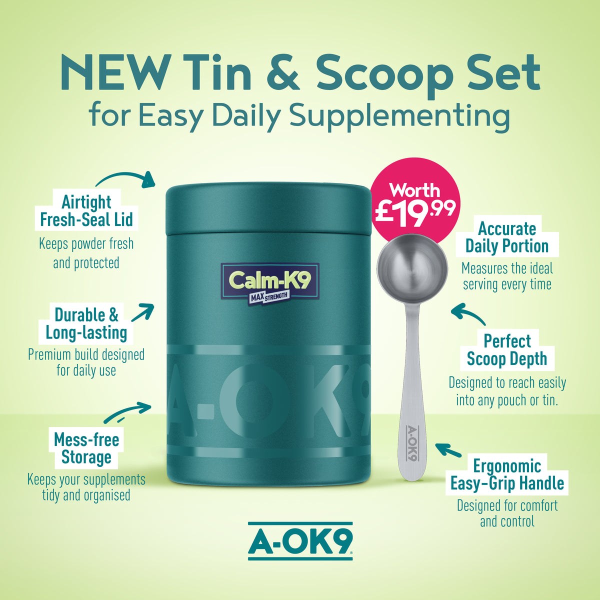 A-OK9 Supplement Container & Scoop Set