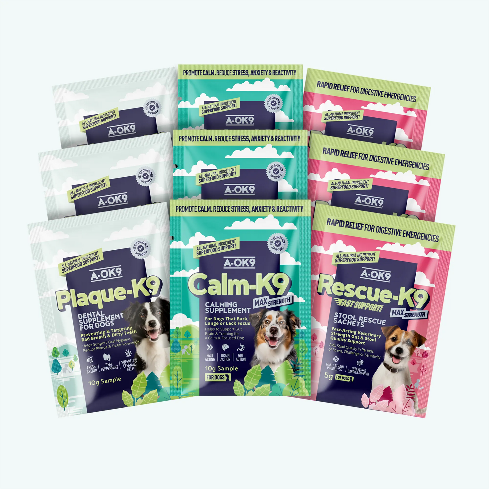 Sample Travel Packs Multi Pack [3xCalm-K9, 3xPlaque-K9, 3xRescue-K9]