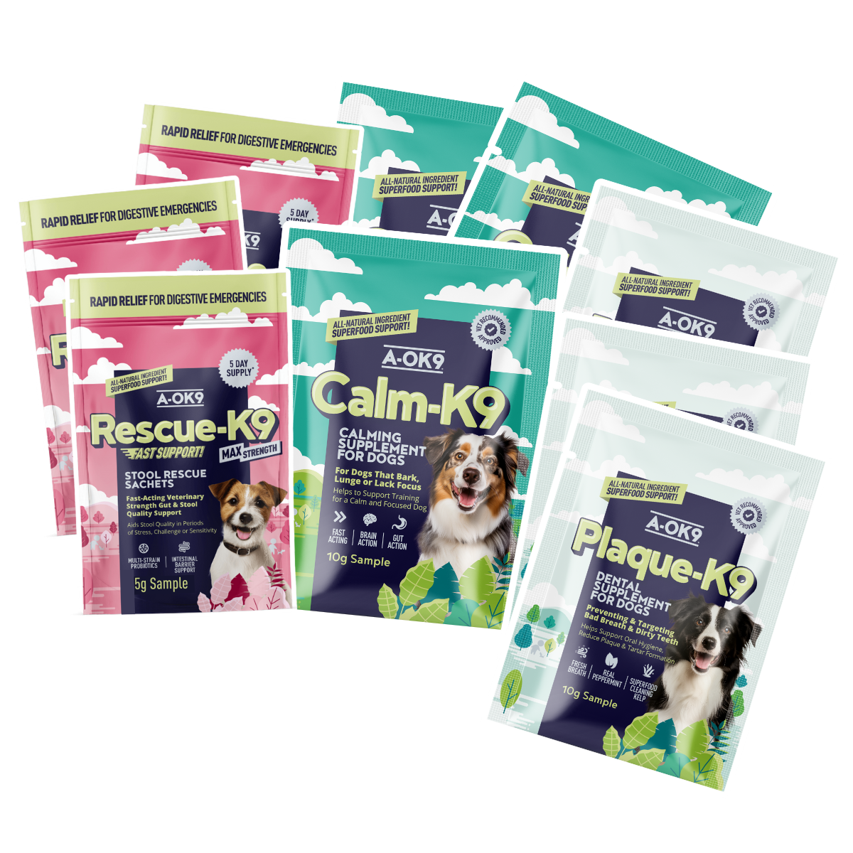 Sample Travel Packs Multi Pack [3xCalm-K9, 3xPlaque-K9, 3xRescue-K9]