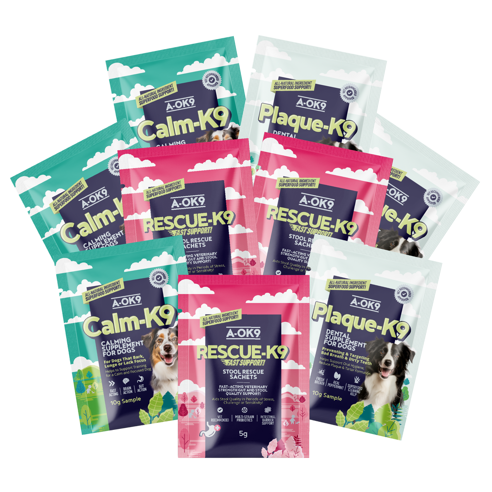 Sample Travel Packs Multi Pack [3xCalm-K9, 3xPlaque-K9, 3xRescue-K9]